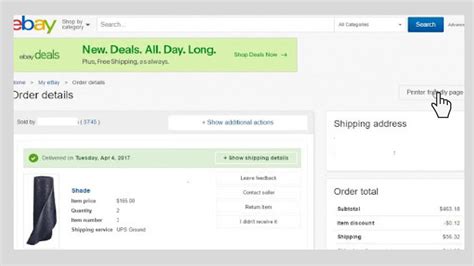 how to print ebay receipt